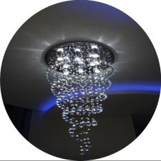 Imagem de Lustre De Cristal Espiral Para Sala De Jantar/Estar Com 1,10M De Altura, Base Com 50Cm De Diâmetro