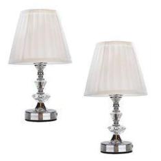 Imagem de Dupla Abajur Cristal Toque Mesa Quarto Sala Decoração 35 Cm - Ref. 334