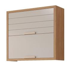 Imagem de Armário Aéreo De Cozinha 100%Mdf 80Cm 2 Portas Basculantes Eloise Mgm Móveis Freijó/Off White