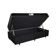 Imagem de Cama Box Baú Solteiro Colchão Top Line Mola Bonnel + Box Baú Suede Preto Serra Negra 62x88x188