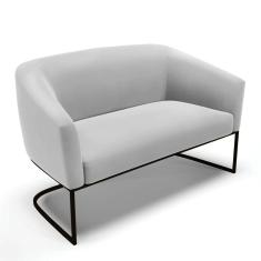 Imagem de Sofá Namoradeira 2 Lugares Base Industrial Preto Stella Suede D03 - D'rossi Cor Cinza