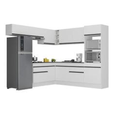 Imagem de Armário de Cozinha Completa de Canto com Rodapé Veneza Multimóveis V2105 Branco/preto