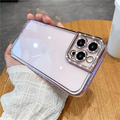 Imagem de Capa protetora macia com strass e brilho de luxo para iPhone 14 13 12 11 Pro Max Mini XS X XR 7 8 Plus SE Plating Capa transparente de silicone, rosa, para iPhone 14 Pro Max