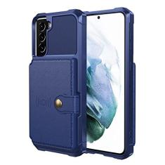 Imagem de Estojo de couro carteira magnética para Samsung Galaxy S22 Ultra S21 S20 Plus S21FE A12 A52 A52S A72 A12 A33 A53 A73 Capa de cartão de suporte, azul, para Galaxy S22