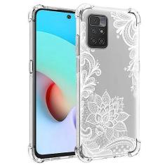 Imagem de Ueokeird Capa de telefone para Redmi 10 (2021/2022)/Redmi 10 Prime 21121119SG Capa para meninas e mulheres, capa protetora fina à prova de choque transparente com estampa floral macia flexível TPU