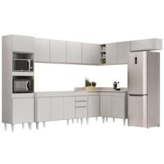 Imagem de Armário De Cozinha Modulada De Canto 8 Peças Cp07 Balcão Branco - Lumi