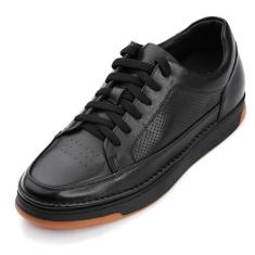 Imagem de CALTO Tênis masculino invisível que aumenta a altura – Tênis moderno de couro premium com cadarço – 6 cm mais alto, Noir/Preto e Sola de Goma, 37