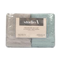 Imagem de Jogo Toalhas Para Banho 5Pçs Verde/Cinza Atlântica Fio Pente