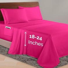 Imagem de Elegant Comfort Luxuoso conjunto de lençóis 1500 de microfibra premium de qualidade de hotel, 45 a 61 cm de profundidade - Lençóis com bolso extra profundo - Lençol ultra macio com 4 peças, King, rosa