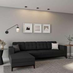 Imagem de Sof  4 Lugares Happy Com Chaise Esquerdo P s E Base Em Madeir