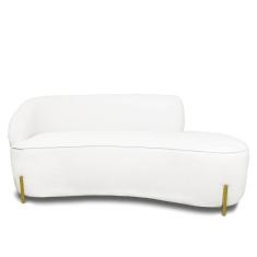 Imagem de Sofá 3 Lugares Orgânico 180cm Pé Ferro Dou Morgan Bouclê Off White L01 - D`Rossi