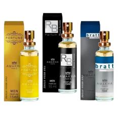 Imagem de Kit 3 Perfume Masculino Fortune Rb Bratt Amakha Paris Bolso