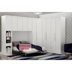 Imagem de Quarto Casal Modulado Rizon 6 Peças (1 Armário Ponte 1 Closet 3 Guarda Roupas 1 Complemento) Branco