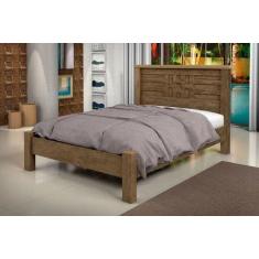 Imagem de Cama Casal Emily 100% Mdf E Estrado 100% Madeira Basoto - Castanho - C