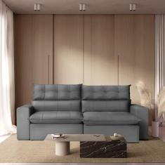 Imagem de Sofá Retrátil Reclinável 3 Lugares 190 Cm Veludo Cinza