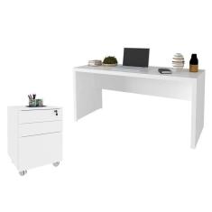 Imagem de Mesa Para Escritório Me4109 E Armário Gaveteiro Arquivo Me4148 Branco - Tecnomobili