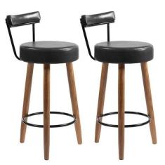 Imagem de Kit 2 Banquetas Madeira Maciça material sintético Napoles - Salaone