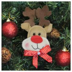 Imagem de Enfeite Pendente Para Árvore De Natal Rena 13cm 24 Unidades