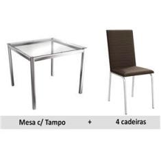 Imagem de Sala de Jantar Kappesberg Remo 90cm+4 Cadeiras Coma/Marrom