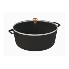 Imagem de Caçarola Gourmet Ferro Fundido Alça Ferro Tampa Vidro 26Cm