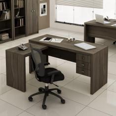 Imagem de Mesa de Escritório L 3 Gavetas Me4106 Tecno Mobili Carvalho