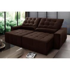 Imagem de Sofá Retrátil Reclinável Alaska 2,50m Suede Velut Marrom c/ Molas no Assento - King House