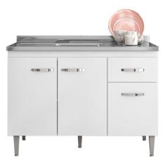 Imagem de Balcao Para Pia 118 Cm 3 Portas Gabriela Branco Preto Flex Reajl