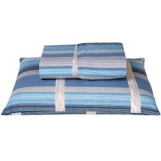 Imagem de Jogo Cama Lençol Solteiro 180 Fios 2pçs Azul Listrado
