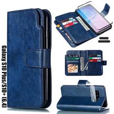 Imagem de LMDAMZ Capa carteira para Galaxy S10 Plus/S10+ de 6,4 polegadas [3+ compartimentos para cartão] Bolsa de transporte para cartão de crédito para identidade com suporte dupla face com compartimento para