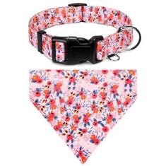 Imagem de Coleira de bandanas para cães - Coleira macia ajustável floral extravagante para meninos e meninas para cães pequenos, médios e grandes.