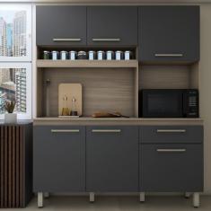 Imagem de Cozinha Compacta Larissa 6 Portas 1 Gaveta Freijó/Grafite - Panorama Móveis