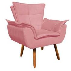 Imagem de Poltrona Opala Suede Rose Pés Palito Castanho D´rossi