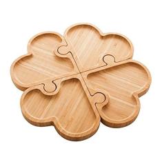 Imagem de Petisqueira de Bambu com 4 Divisórias Heart Quebra-Cabeças 26cm x 26cm x 1,5cm - Lyor