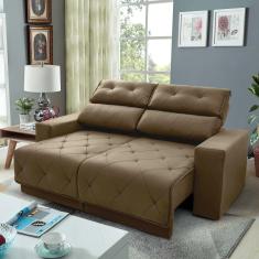 Imagem de Sofá Retrátil Reclinável Belga 1,80m Suede Velut Bege c/ Molas no Assento - King House