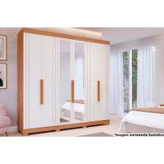 Imagem de Guarda Roupa Casal 6 Portas (2 c/ Espelho) e 6 Gavetas c/ Pés Cecilia Cinamomo/Off White - Panan
