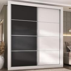 Imagem de Guarda-roupas Casal 2 Portas De Correr 4 Gavetas Alasca Multimóveis Mp4265 Branco/preto Branco/preto