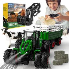 Imagem de Trator de controle remoto Toy Gohero com trailer e animais