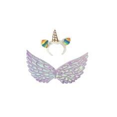 Imagem de Kit Fantasia Unicórnio Tiara Pelúcia E Asa Carnaval Festas