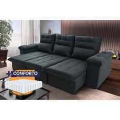 Imagem de Sofá Retrátil Reclinável Verona 2,30m Suede Velut Cinza Lunar Molas Ensacadas - King House
