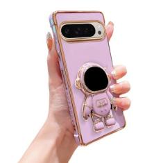 Imagem de phylla Capa de telefone para Google Pixel 9/9 Pro 5g, capa de telefone com suporte de astronauta de luxo com lindo coração de amor lateral padrão pequeno de silicone macio à prova de choque capa
