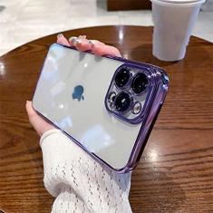 Imagem de Capa de telefone macia para iPhone 11 12 13 14 Pro Max XS X XR 7 8 Plus Mini SE 2020 2022 Capa transparente de silicone, roxa, para iPhone 13Pro Max