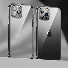 Imagem de Capa de telefone com revestimento de lente para iPhone 14 11 12 13 Pro Max Mini XS XR 7 8 14 Plus SE 2020 Capa de proteção de câmera de luxo, preta, para 7 Plus 8 Plus