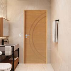 Imagem de Porta Lisa Padrão Imbuia Concept 11 Batente Ecológico 11 Fechadura Stilo Wc 82 X 2,10 D Natural