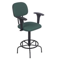 Imagem de Cadeira De Caixa Alta Atendimento Portaria Balcao Com Braco Pp Verde -