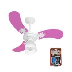 Imagem de Ventilador Teto Super Baby Colors 3Pás Mdf Branco/Rosa 110V+Controle -