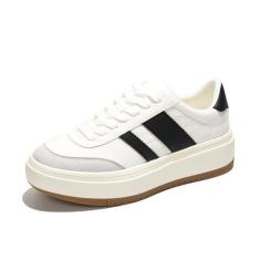 Imagem de Project Cloud Tênis feminino com cadarço e palmilha de espuma viscoelástica tênis feminino antiderrapante sapatos de plataforma leve para meninas (Nita), Branco, 35