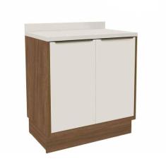 Imagem de Balcão de Cozinha Pequeno e Tampo Herval Ten, 100% MDF, 2 Portas 80 cm