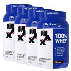 Imagem de Kit 4 100% Whey Max Titanium Pote 900g Chocolate Suplemento