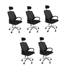 Imagem de Conjunto 5 Cadeiras Office Diretor com Encosto e Rodízios Cádis Preto