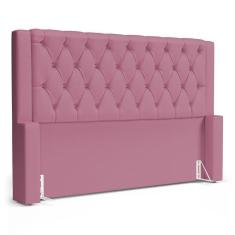 Imagem de Cabeceira Cama Box Casal Padrão Atena 160cm Capitonê com Frame Suede Rosa - Desk Design
